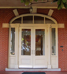 Rebekah Scott Hall front entrance, pre-restoration